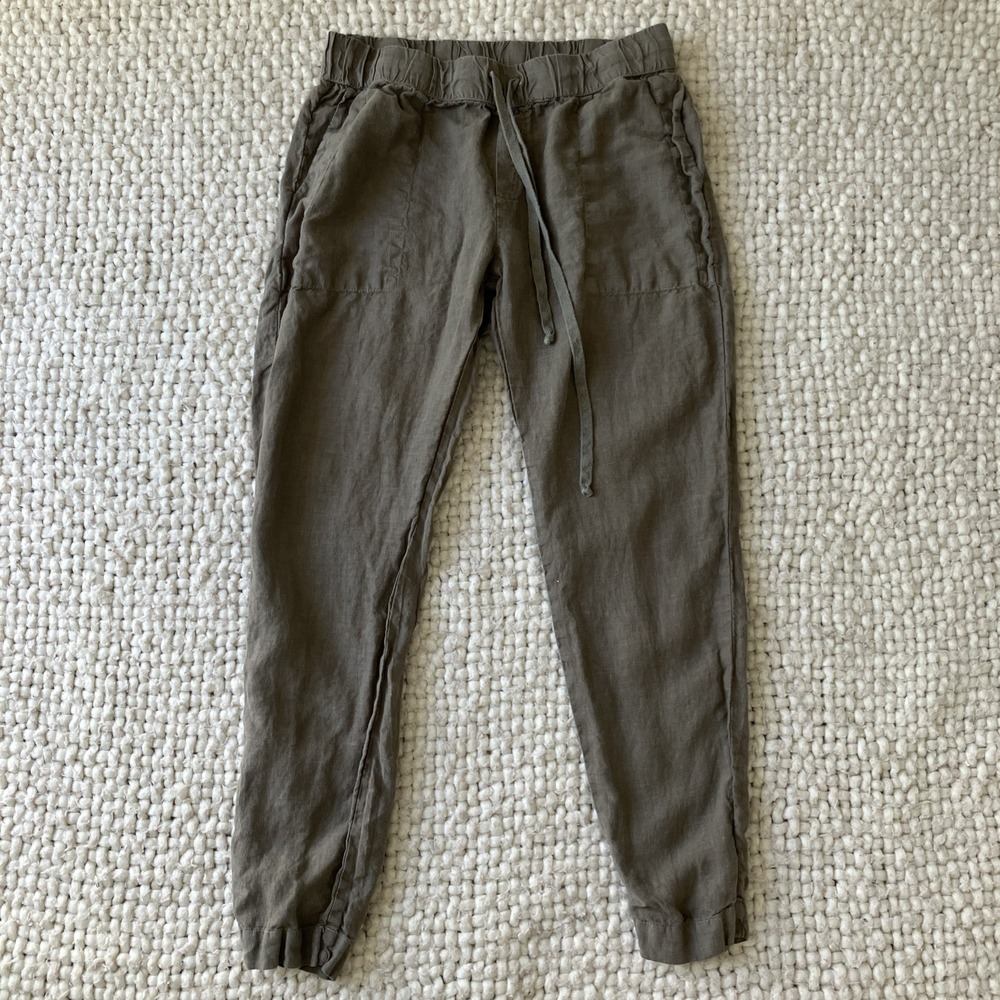Enza Costa 100% French Linen Pull On Pants Joggers XS Sz2 Lagenlook Boho Coastal